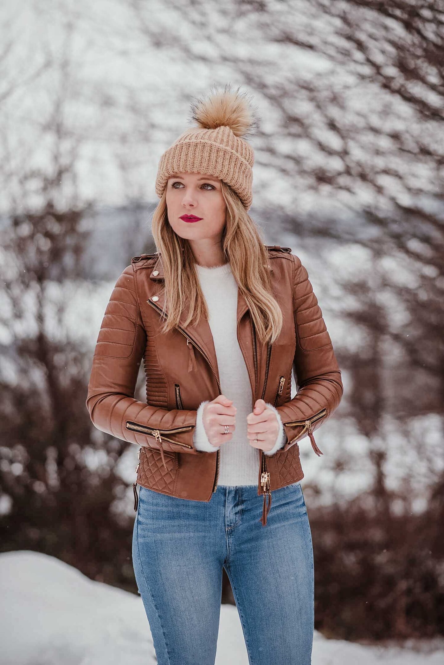 A Leather Jacket & Jeans In The Snow – FORD LA FEMME