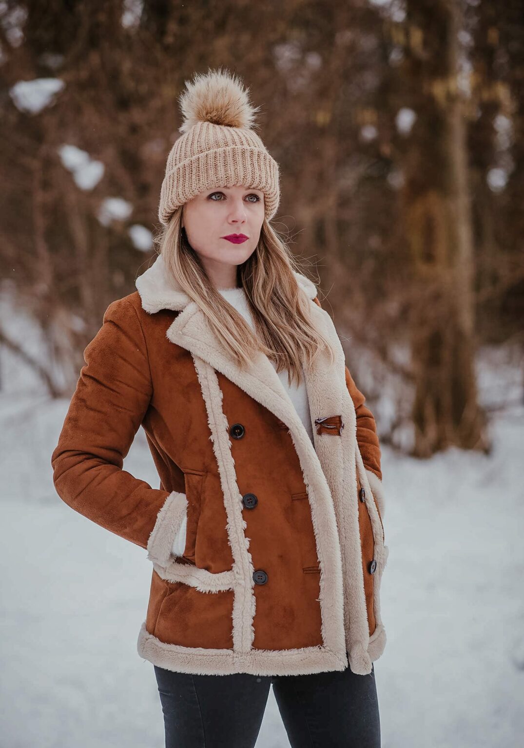 A Brown Del Boy Coat In The Snow – FORD LA FEMME