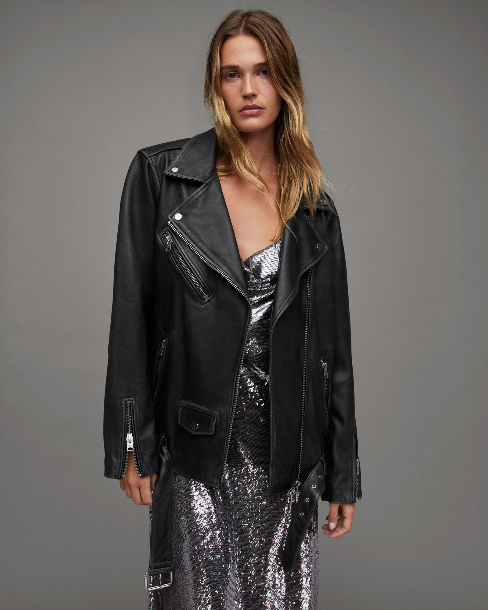 All saints leather shirt best sale