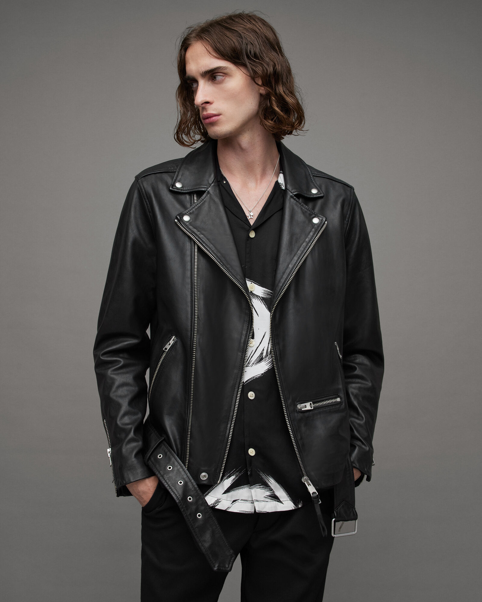 AllSaints Leather Traditional Soft Cora Bomber Biker Jacket, in Black for  Men | Lyst