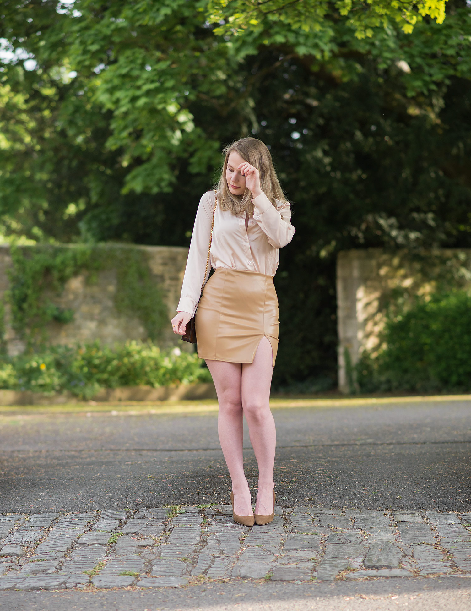 Camel Skirt & Silk Shirt – FORD LA FEMME