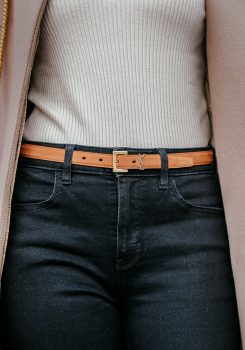 Saint Laurent Men's Cassandre Leather Belt