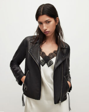 ALLSAINTS Dalby Leather Jacket – Silver