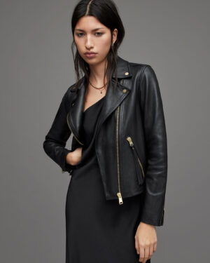 ALLSAINTS Dalby Leather Jacket – Gold