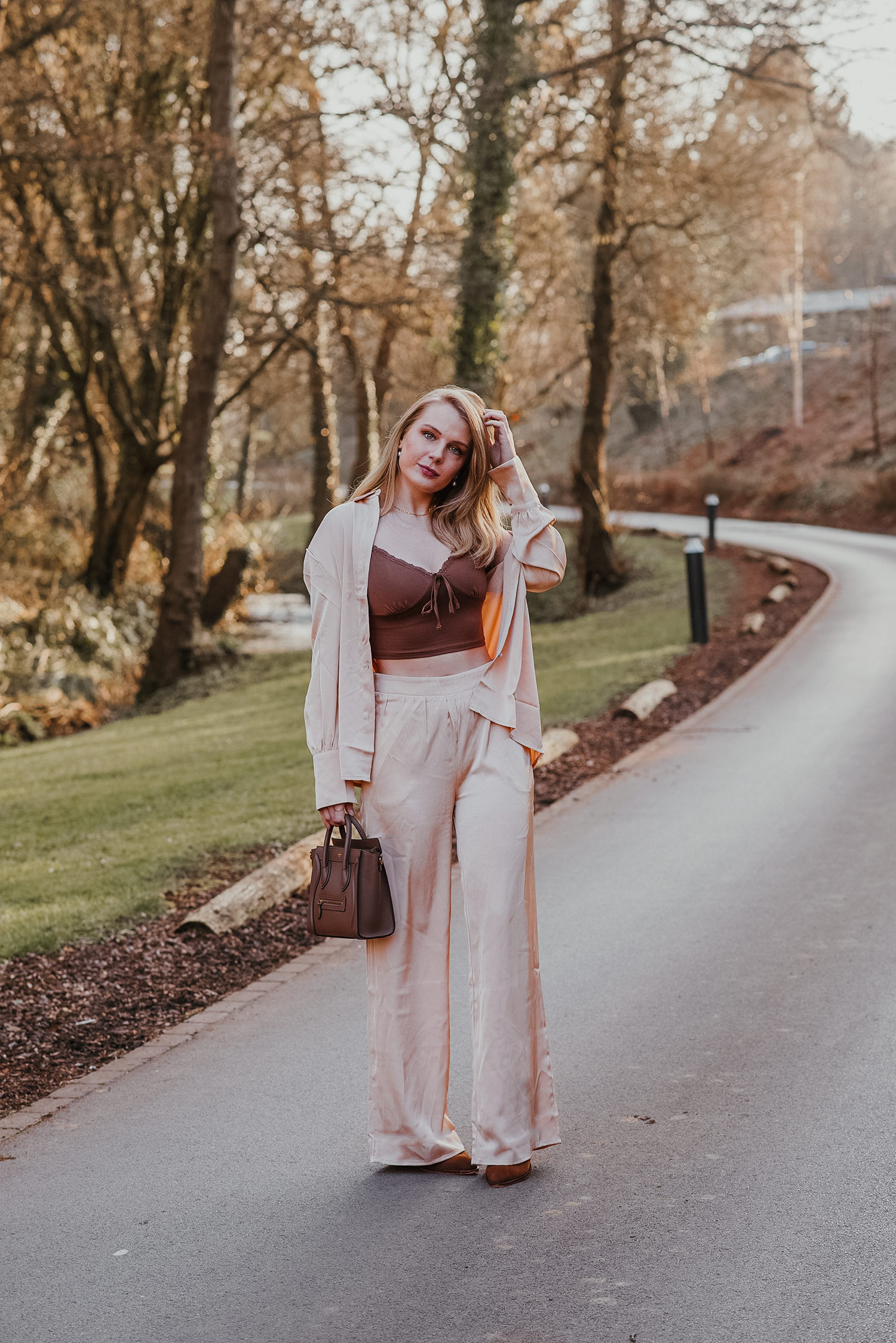 The Brown Satin Flared Trousers Outfit – FORD LA FEMME