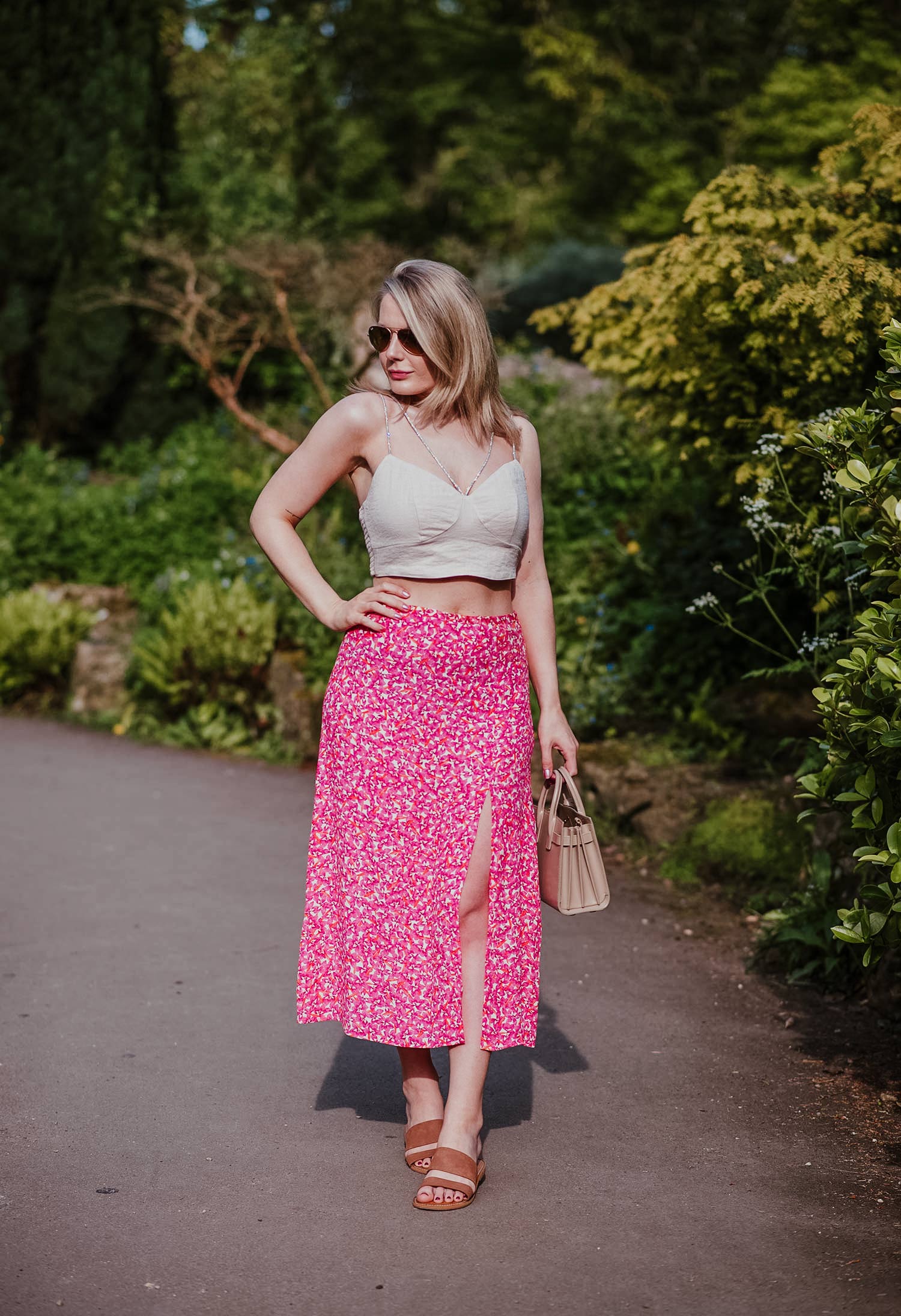 Pink Floral Skirt With A Crystal Top – FORD LA FEMME