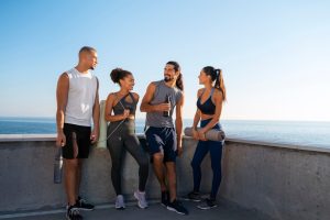 group of people standing while chatting